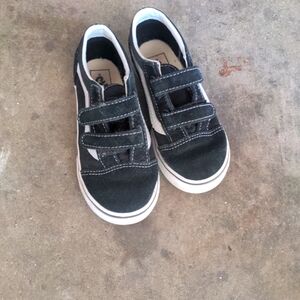 Kids Black And White Vans Shoes Strap On Size Toddler 10 Velcro